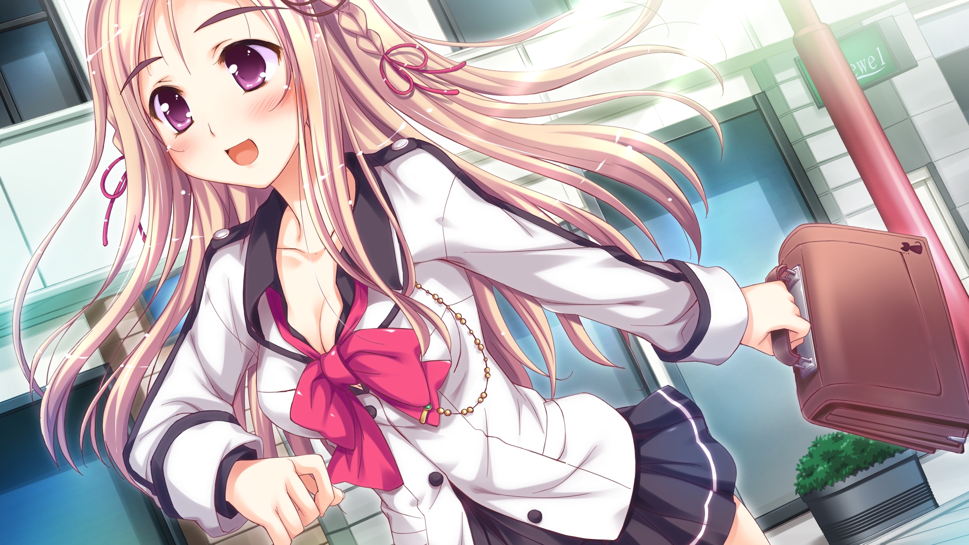 breasts, cleavage, game_cg, harukaze_tomone, iro_ni_ide_ni_keri_waga_koi_wa, ko~cha, school_uniform, windmill_(company)