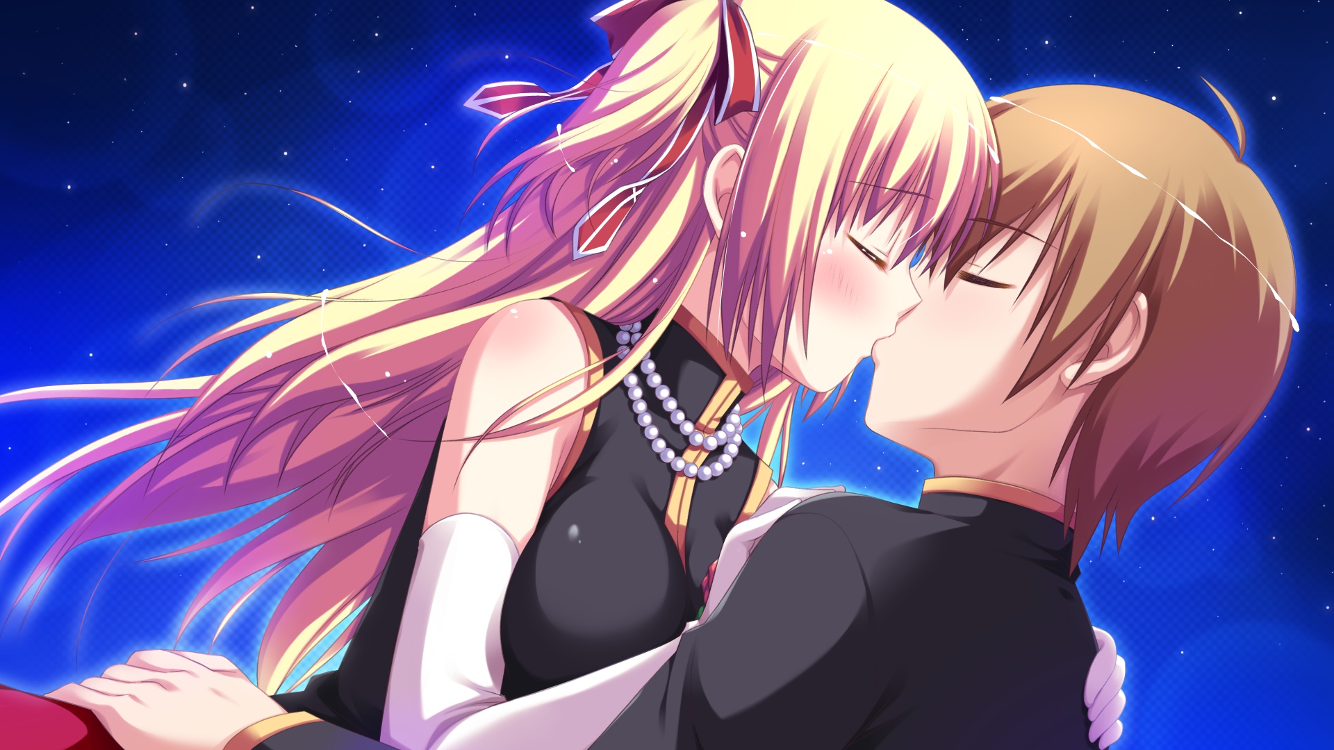 game_cg, iro_ni_ide_ni_keri_waga_koi_wa, kiss, narumi_yuu, night, sky, stars, tenjo_rio