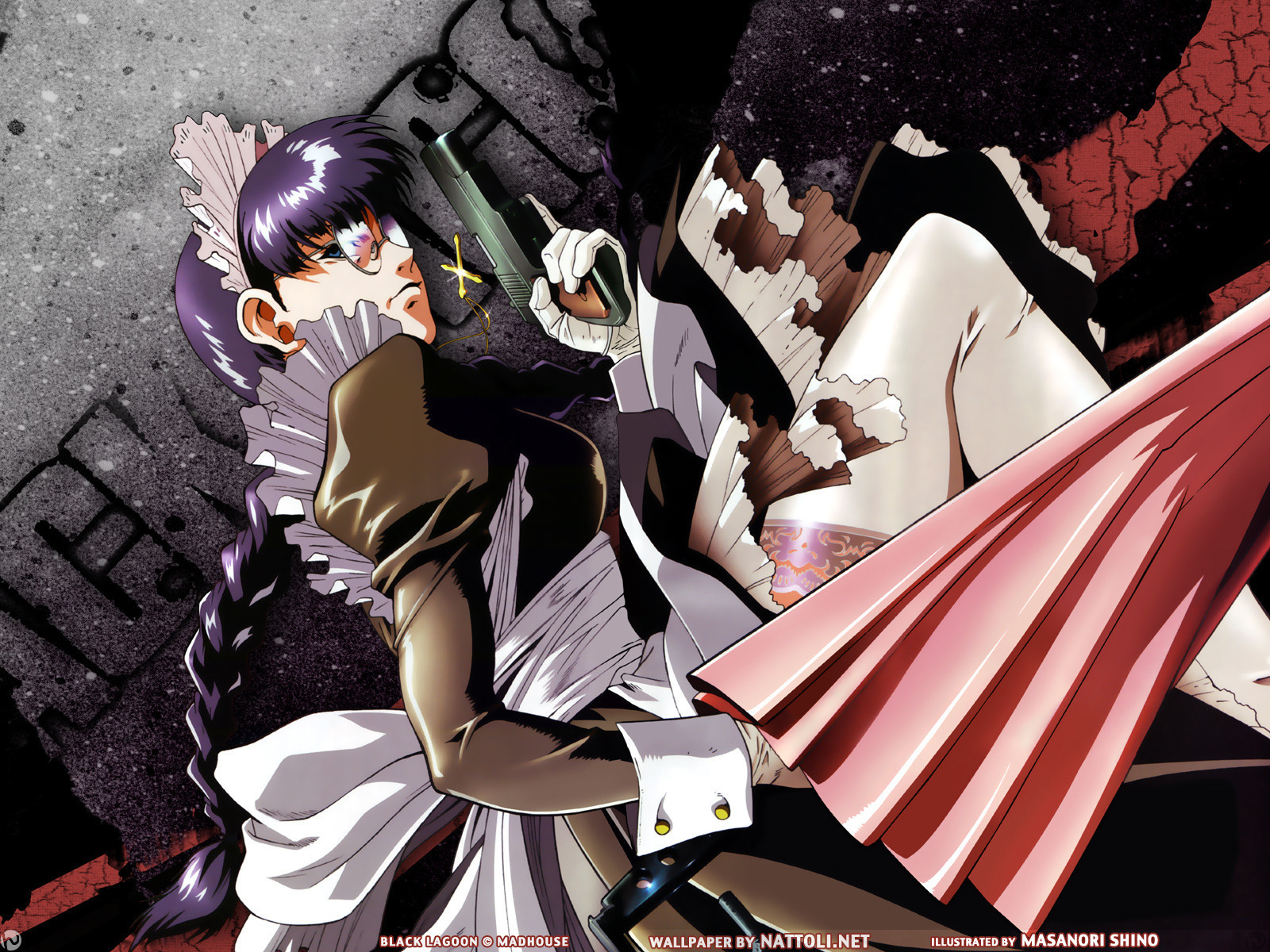 black_lagoon, gun, maid, roberta, weapon