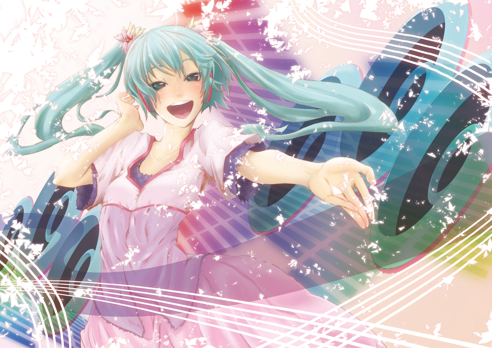 hatsune_miku, melt_(vocaloid), shiro_(nitto), twintails, vocaloid