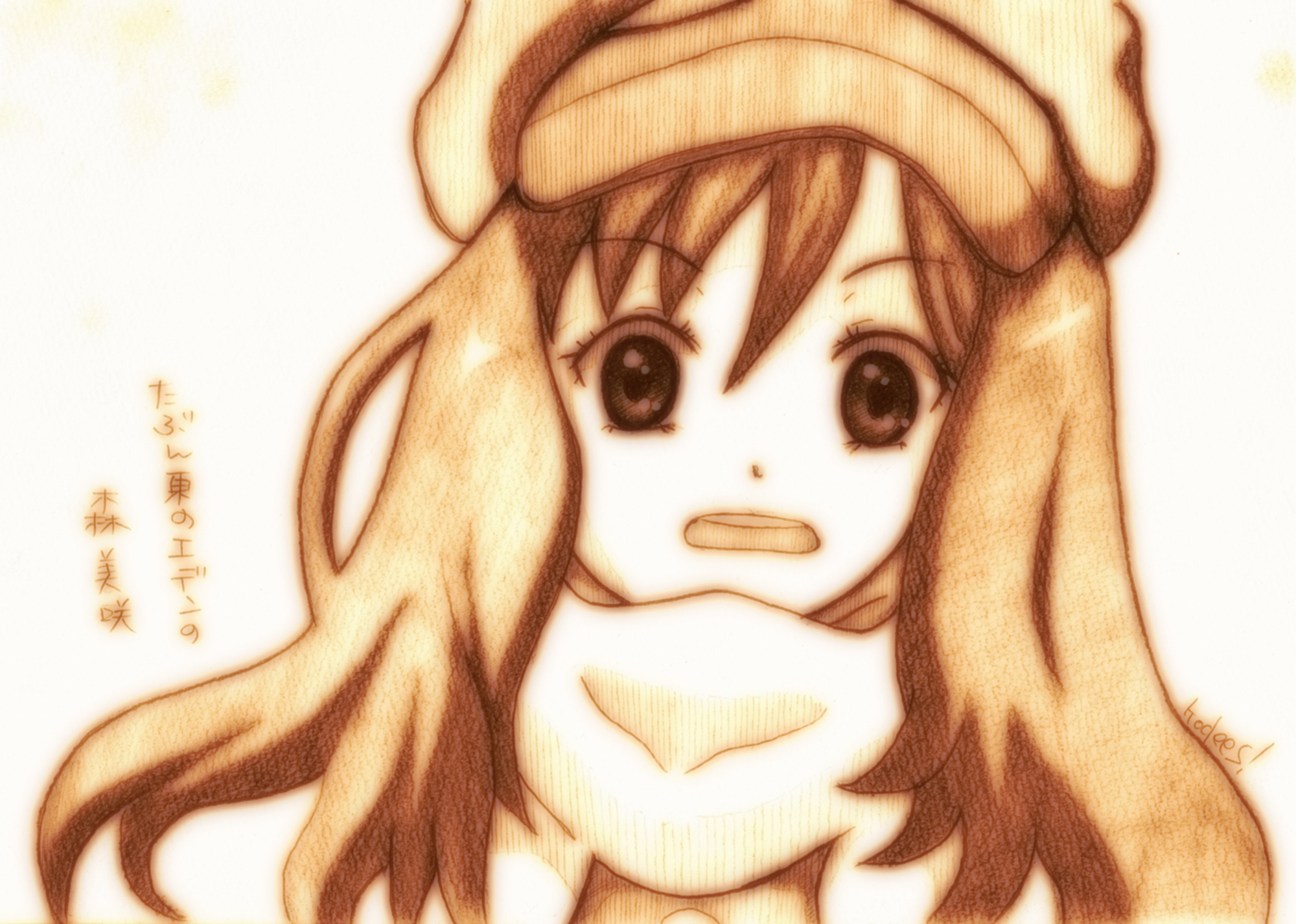 godees, higashi_no_eden, monochrome, morimi_saki