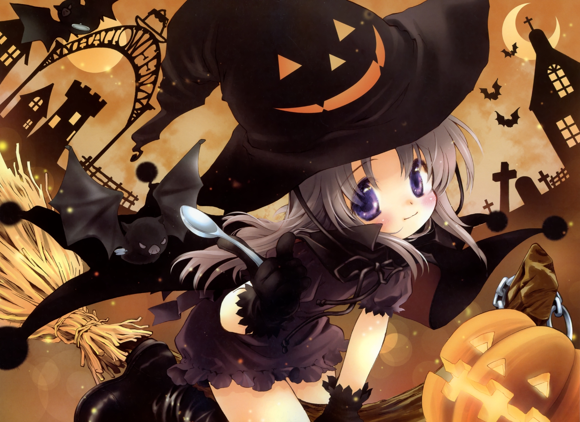 halloween, hat, mitaonsya, nonohara_yui, scan, tsuki_wa_higashi_ni_hi_wa_nishi_ni, witch