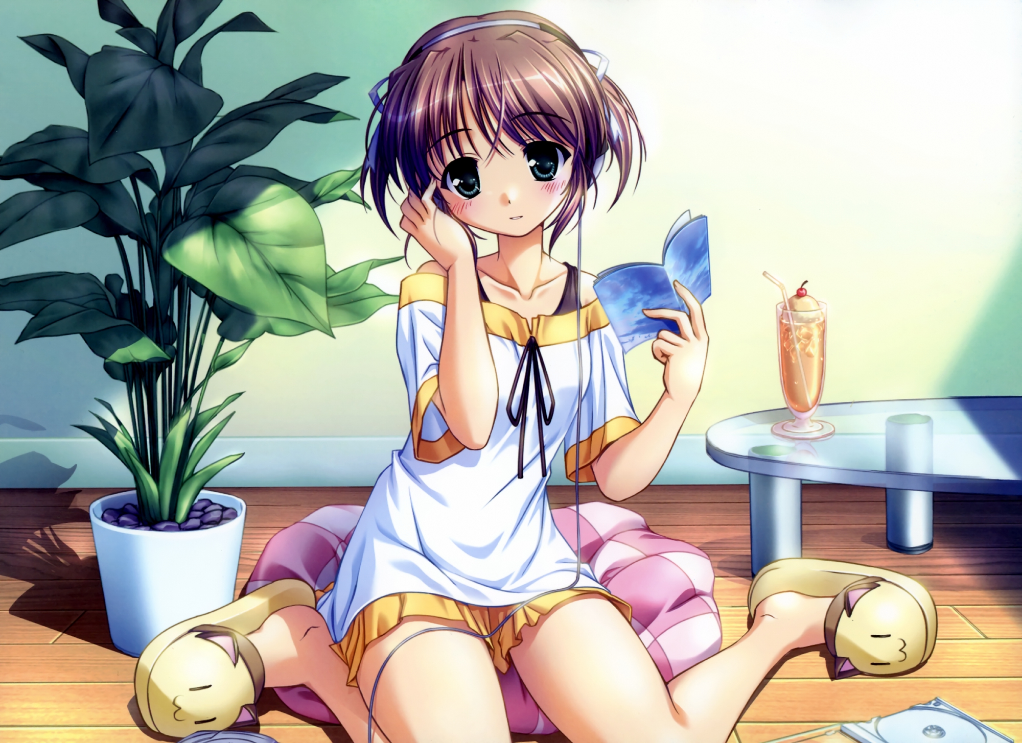asagiri_mai, bekkankou, headphones, ribbons, yoake_mae_yori_ruri_iro_na