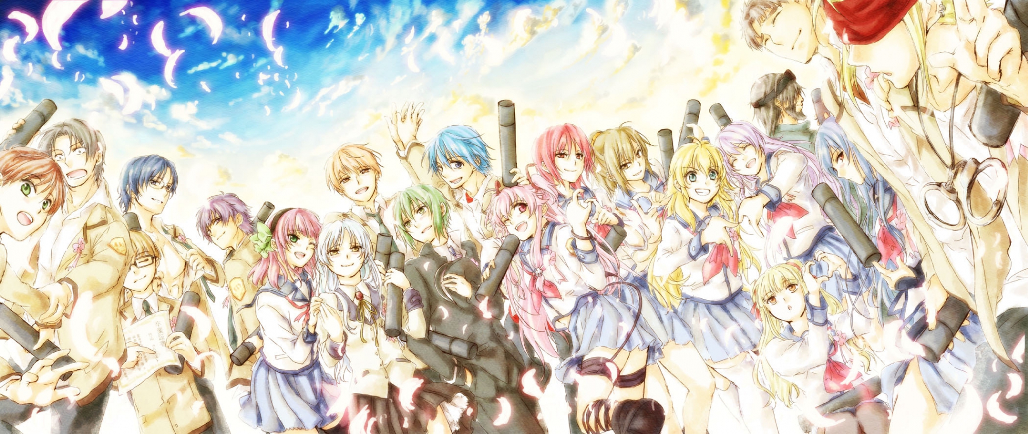 angel_beats!, chaa, fujimaki, group, hinata_hideki, hisako, irie_miyuki, iwasawa_masami