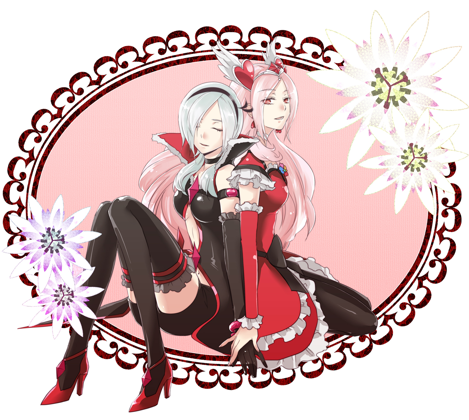 elbow_gloves, flowers, futari_wa_precure, gloves, higashi_setsuna, precure, thighhighs