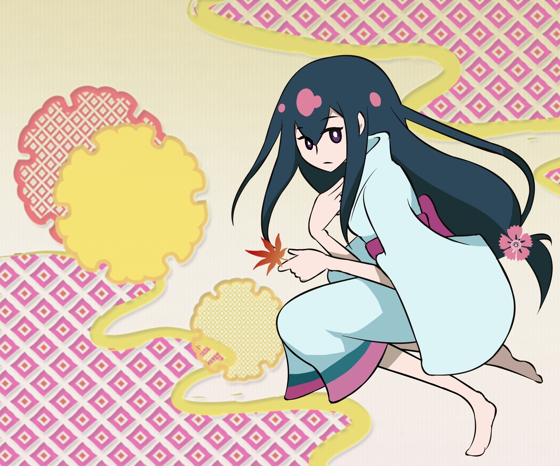 black_hair, katanagatari, long_hair, purple_eyes, yasuri_nanami