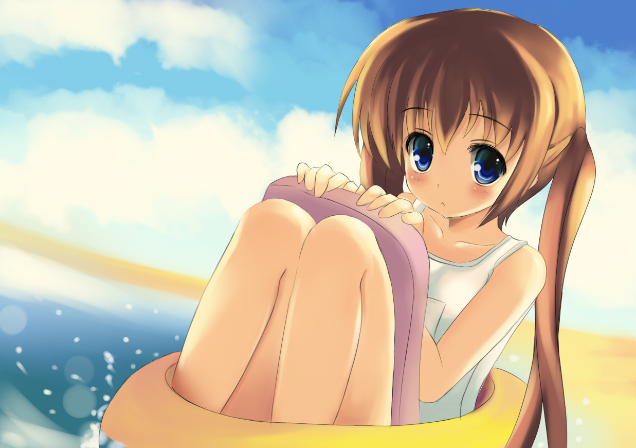 blue_eyes, blush, original, pini, school_swimsuit, swimsuit, twintails