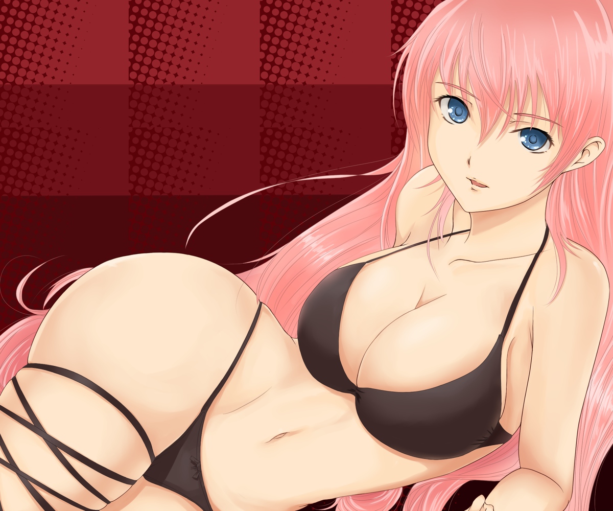 bikini, blue_eyes, breasts, cleavage, original, pink_hair, swimsuit, tachibana_omina