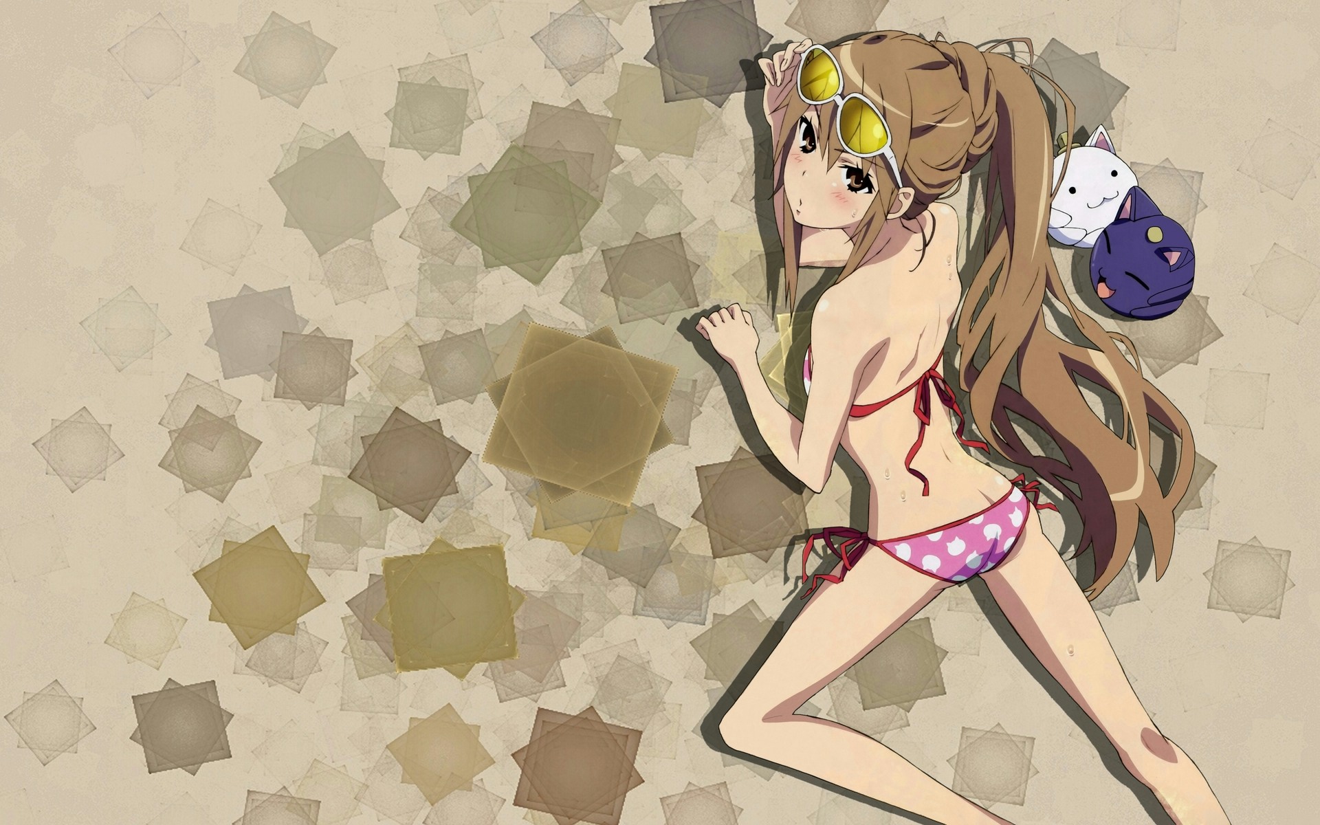 bikini, blush, kobayashi_emiko, ookami-san_to_shichinin_no_nakama-tachi, ookami_ryouko, swimsuit