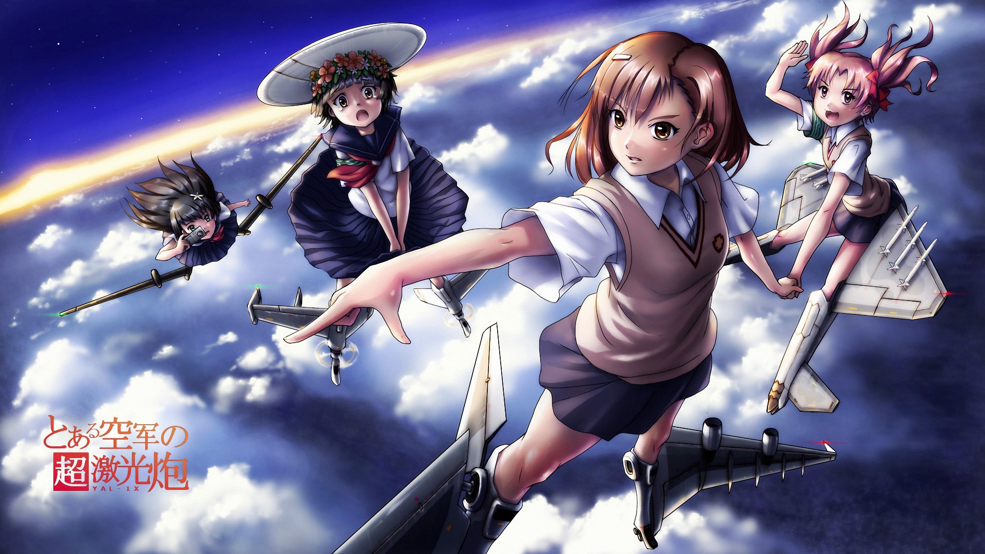 black_hair, blue_eyes, brown_eyes, brown_hair, camera, clouds, ericsakura, flowers