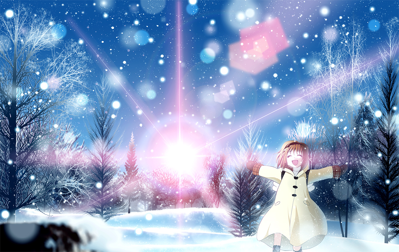 forest, kanon, landscape, scenic, skyt2, snow, tree, tsukimiya_ayu