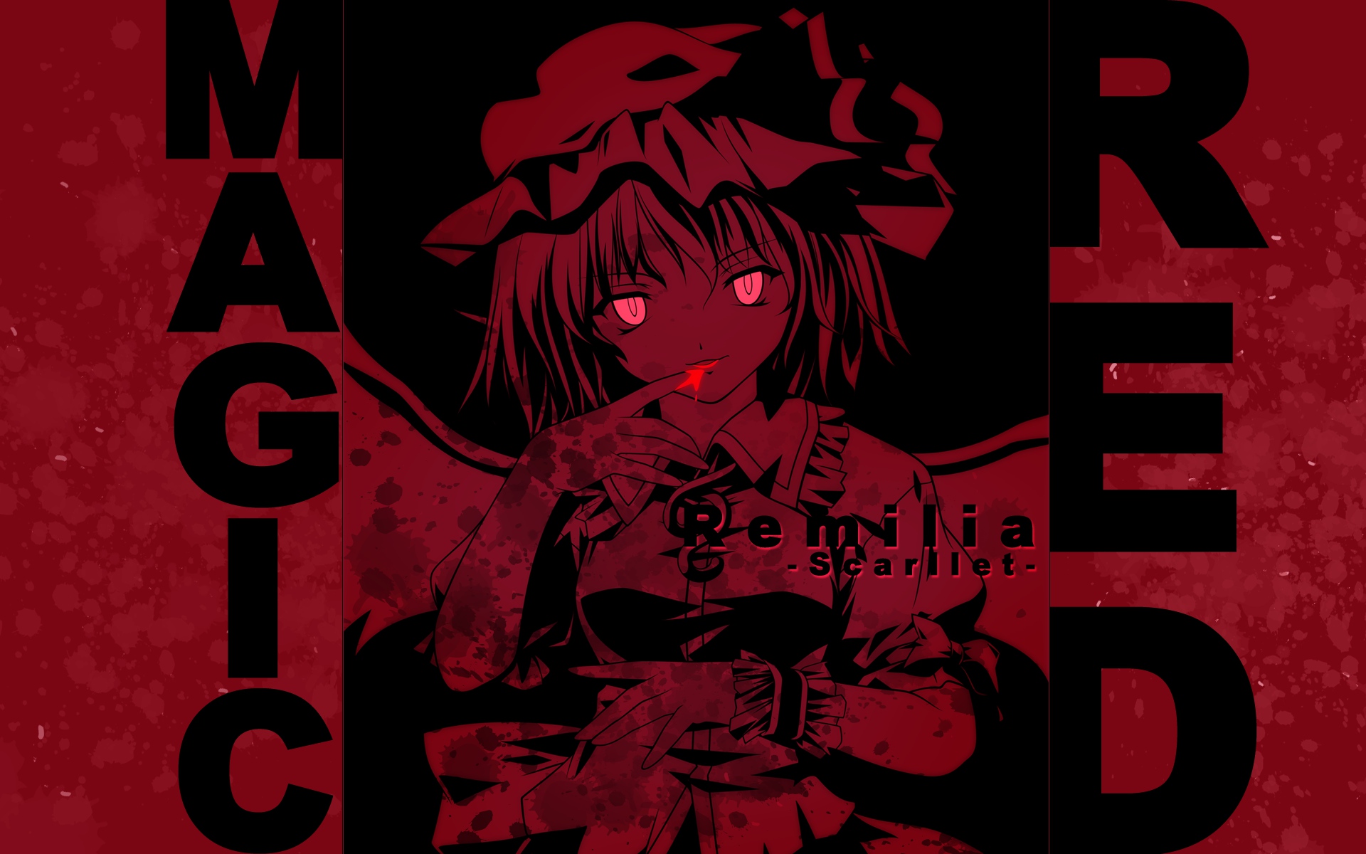 blood, konoha_kuzunoki, monochrome, red, remilia_scarlet, touhou, vampire