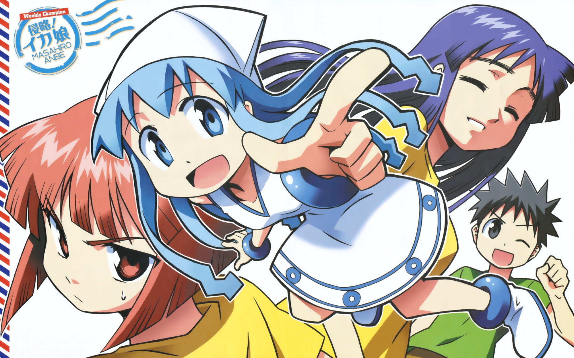 aizawa_chizuru, aizawa_eiko, aizawa_takeru, anbe_masahiro, blue_eyes, blue_hair, ikamusume, loli