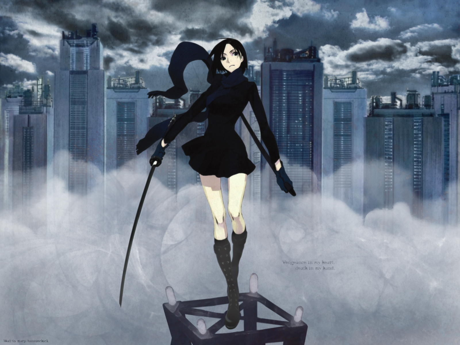 dogs:_bullets_&_carnage, fuyumine_naoto, katana, miwa_shirow, scarf, sword, weapon