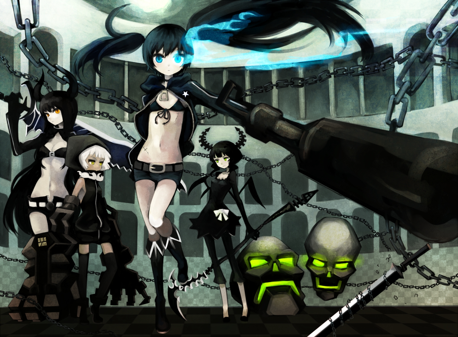 black_rock_shooter, hood, irino_saya, koutari_yuu, kuroi_mato, morina_nao, takanashi_yomi