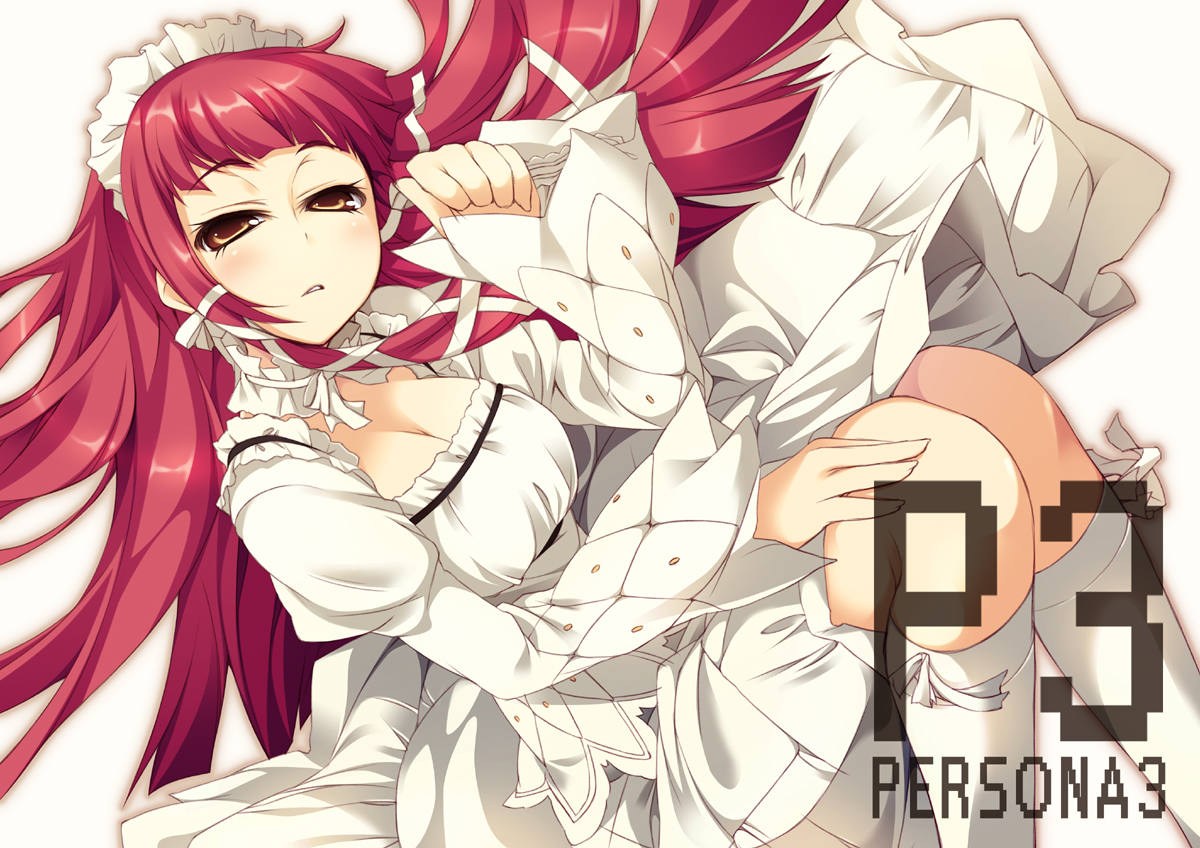 breasts, cleavage, dress, persona, persona_3, red_hair, ten_oni_touri, yoshino_chidori