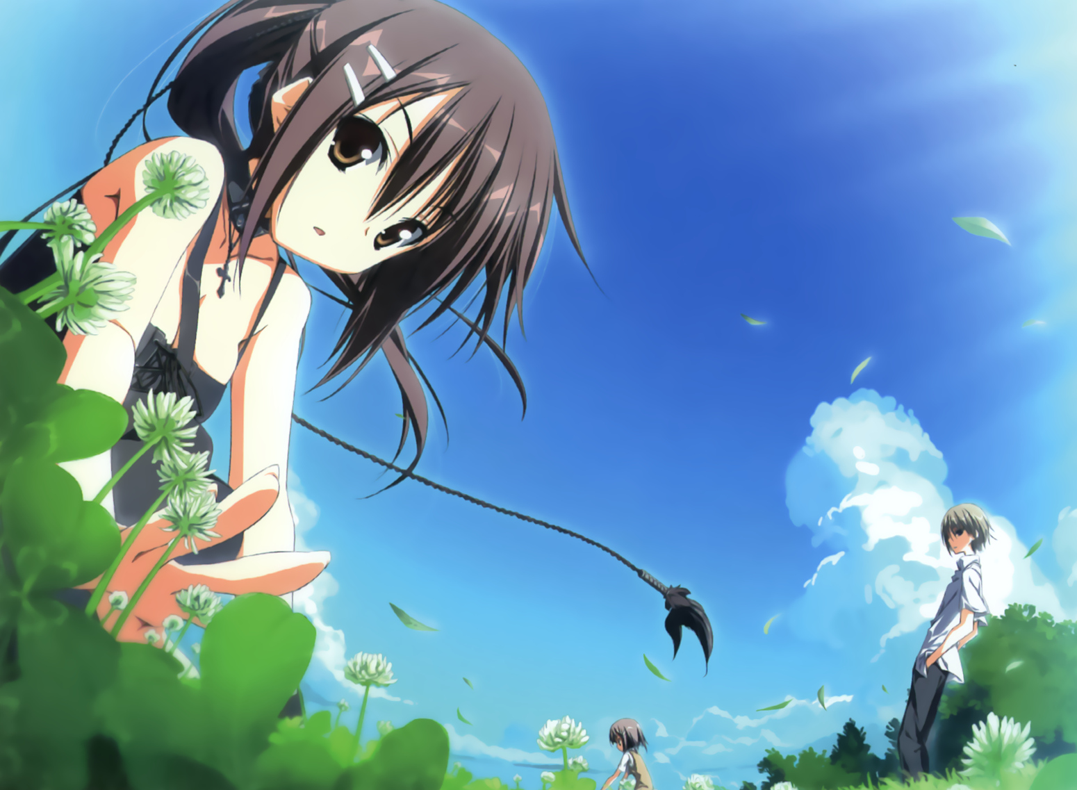 kagome, mamiya_hasaki, mamiya_tomosane, minakami_yuki, sky, subarashiki_hibi