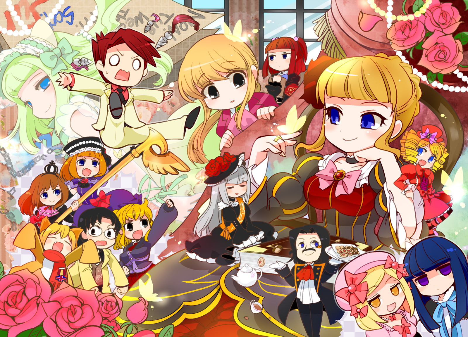 beatrice, butterfly, catboy, chibi, claire_bernardus, eva-beatrice, flowers, frederica_bernkastel