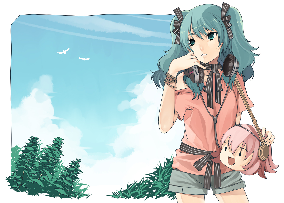 animal, bird, hatsune_miku, headphones, mizuryuu_kei, takoluka, twintails, vocaloid