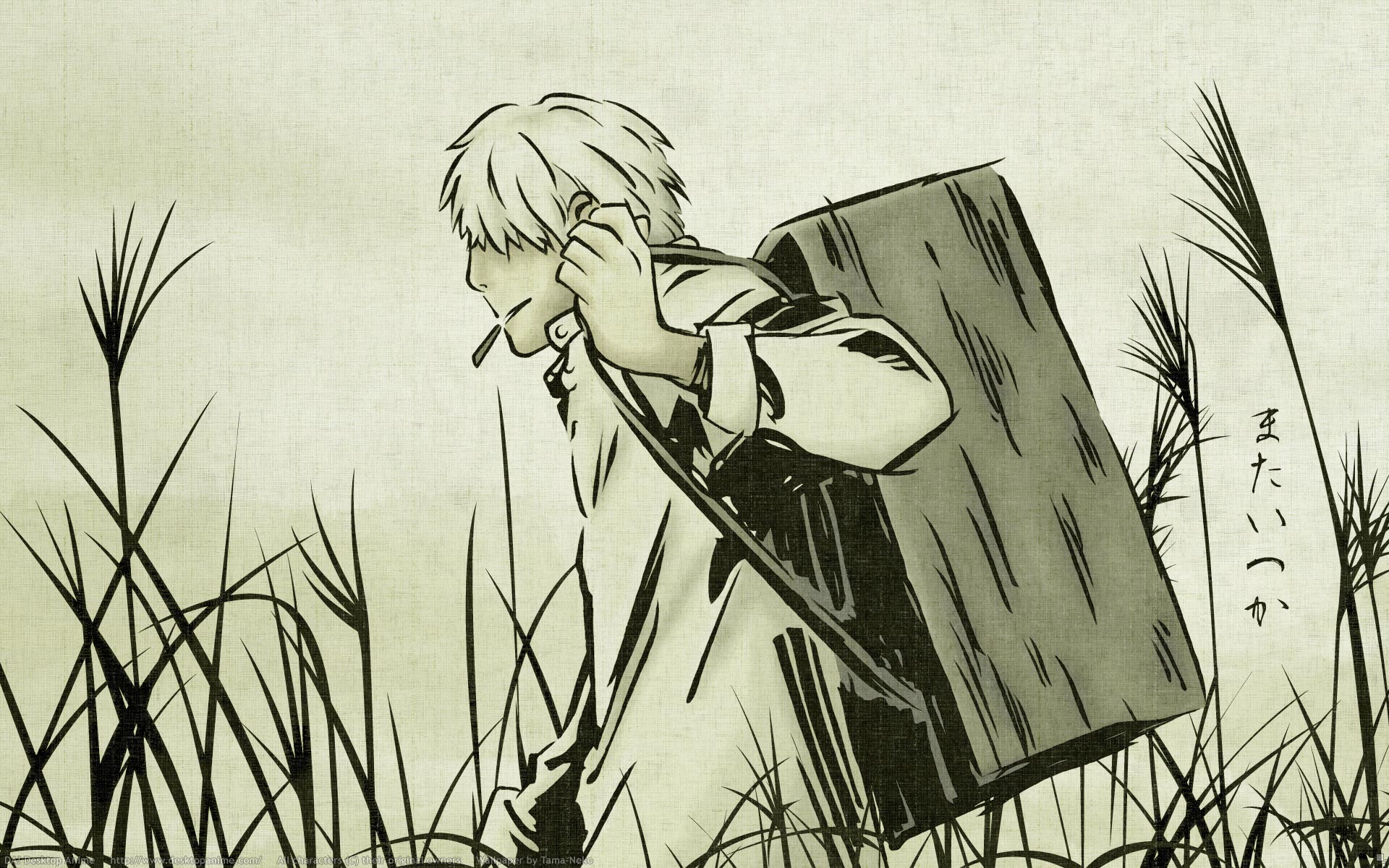 all_male, ginko_(mushishi), male, monochrome, mushishi