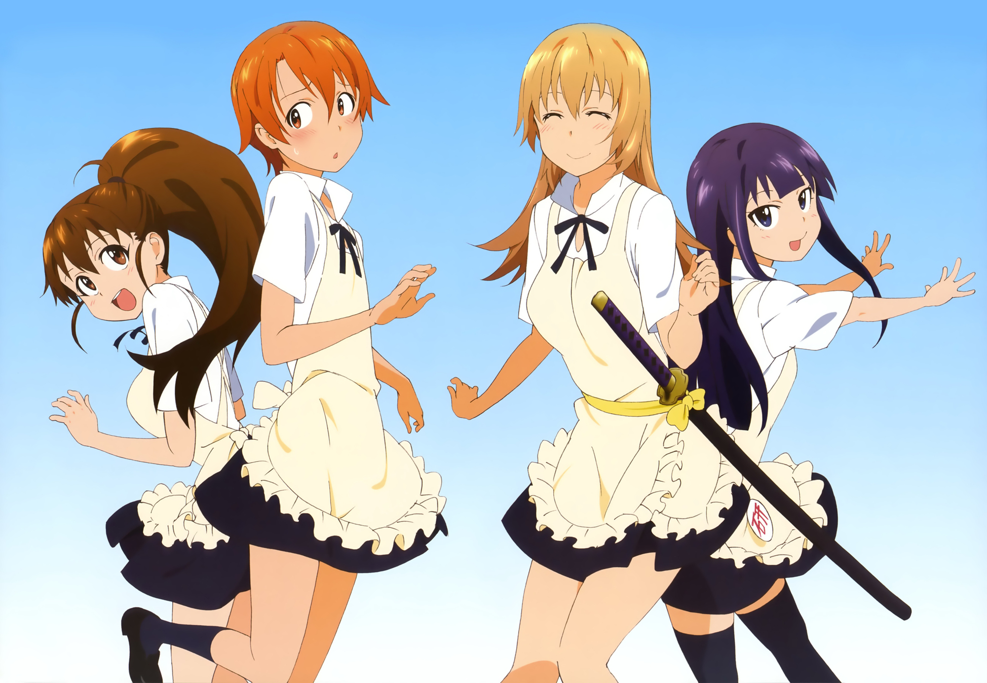 adachi_shingo, inami_mahiru, scan, taneshima_popura, todoroki_yachiyo, waitress, working!!, yamada_aoi