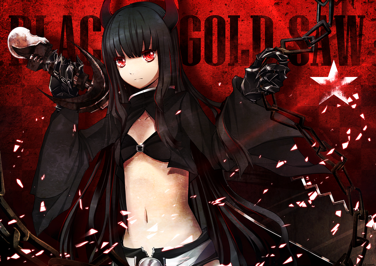 black_rock_shooter, horns, irino_saya, lulu_season, sword, weapon