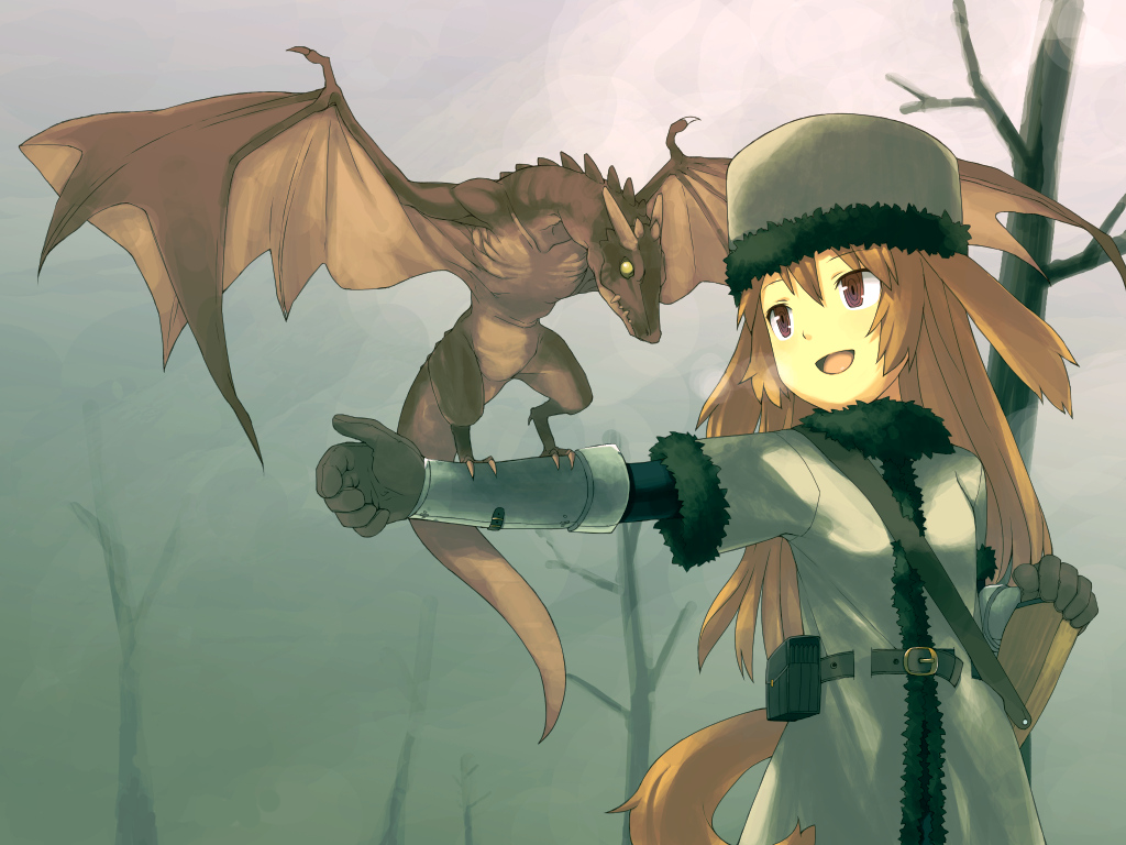 brown_eyes, brown_hair, dragon, ikura_hato, tagme, tail