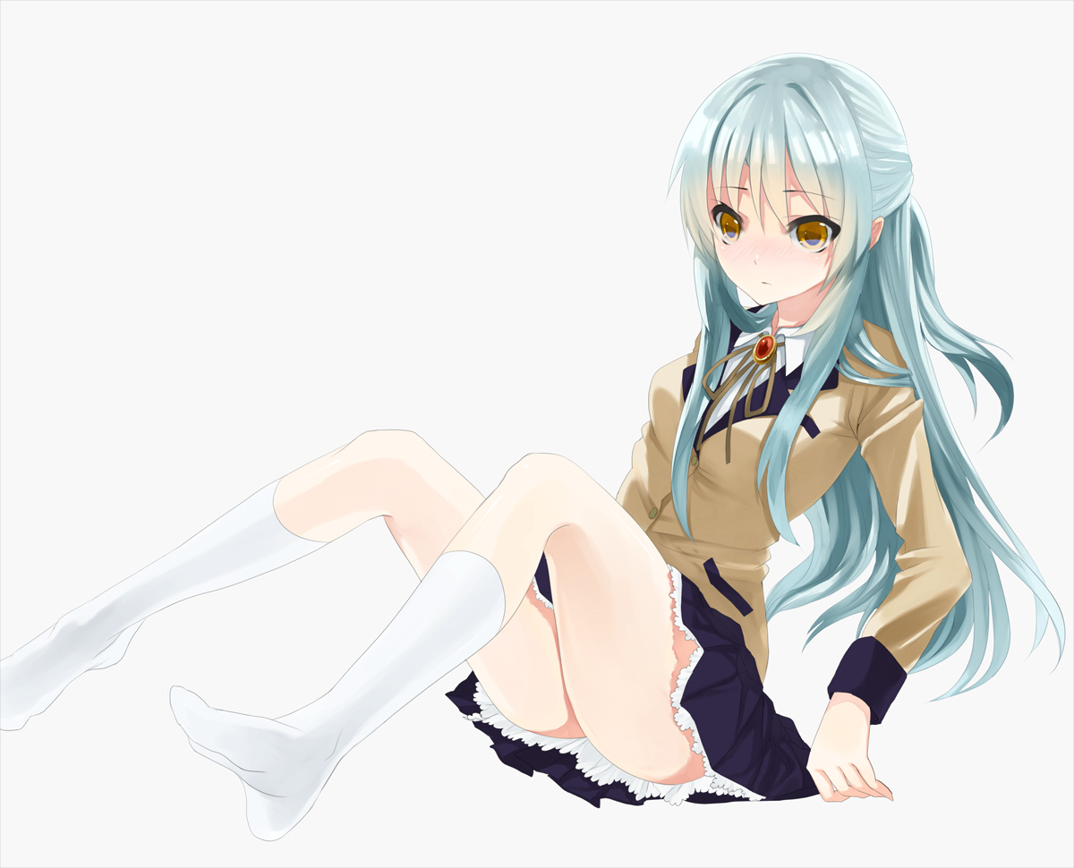 angel_beats!, cielo, nopan, school_uniform, tachibana_kanade, white