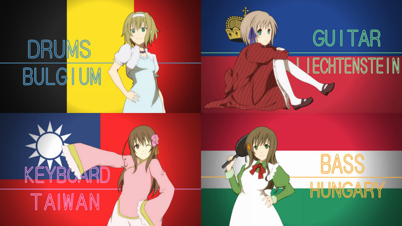 anthropomorphism, axis_powers_hetalia, belgium_(hetalia), hungary_(hetalia), liechtenstein_(hetalia), taiwan_(hetalia)