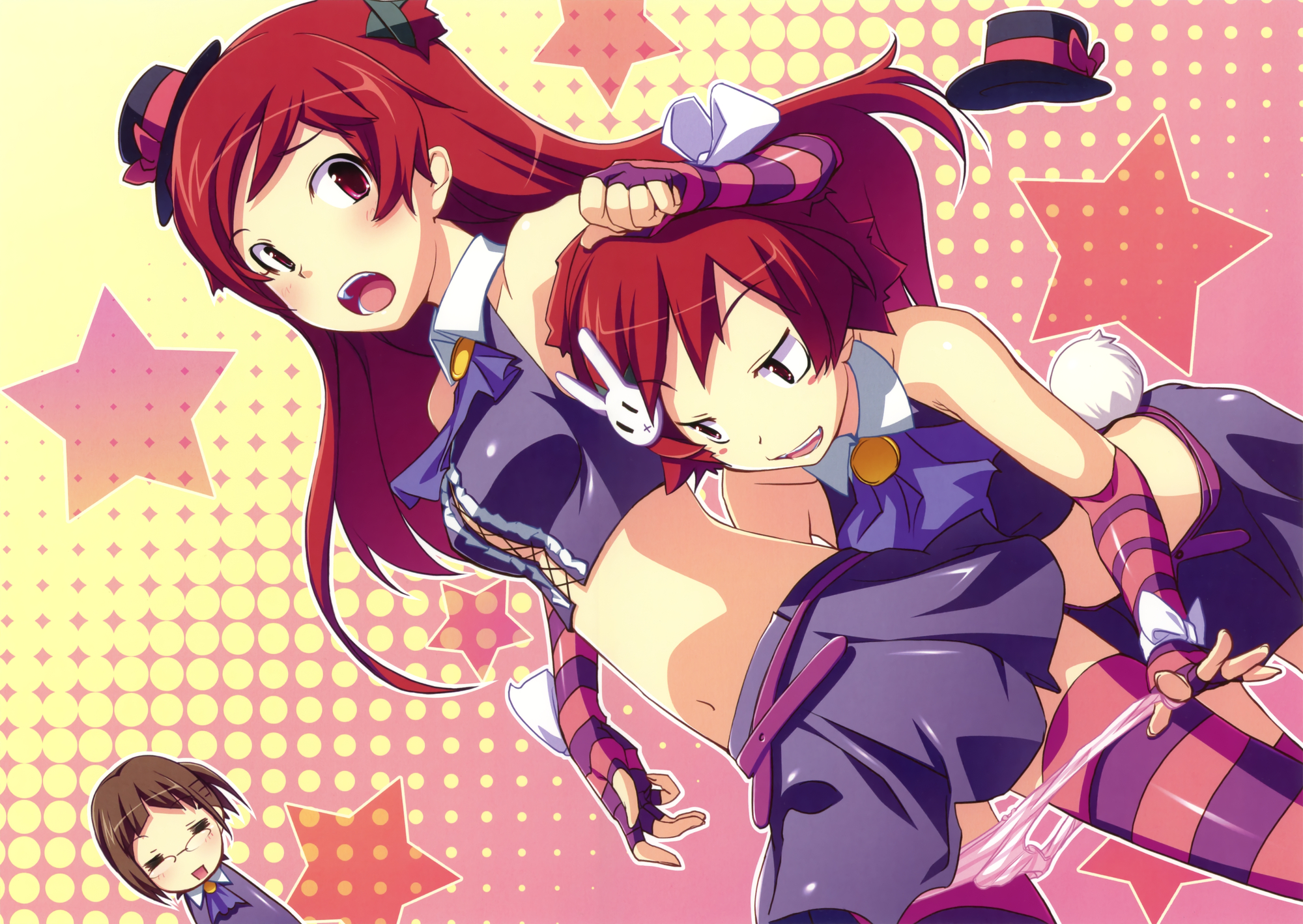chibi, hat, ma@ya, panties, red_hair, stars, thighhighs, timeleap, underwear
