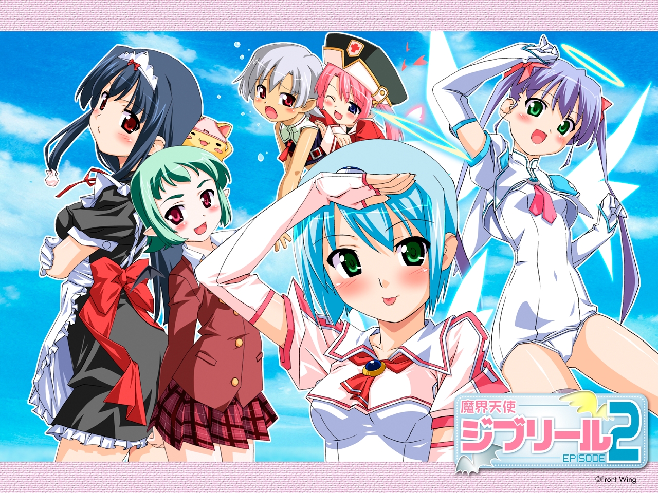 jibril_aries, jibril_seitenshi, jinno_hikari, loveriel, makai_tenshi_jibril, manabe_rika, otonashi_meimi, swimsuit