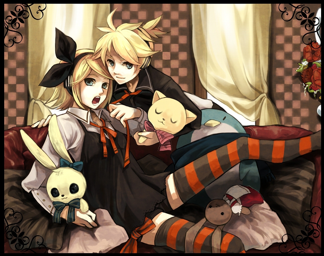 kagamine_len, kagamine_rin, male, trick_and_treat_(vocaloid), vocaloid, zettai_ryouiki