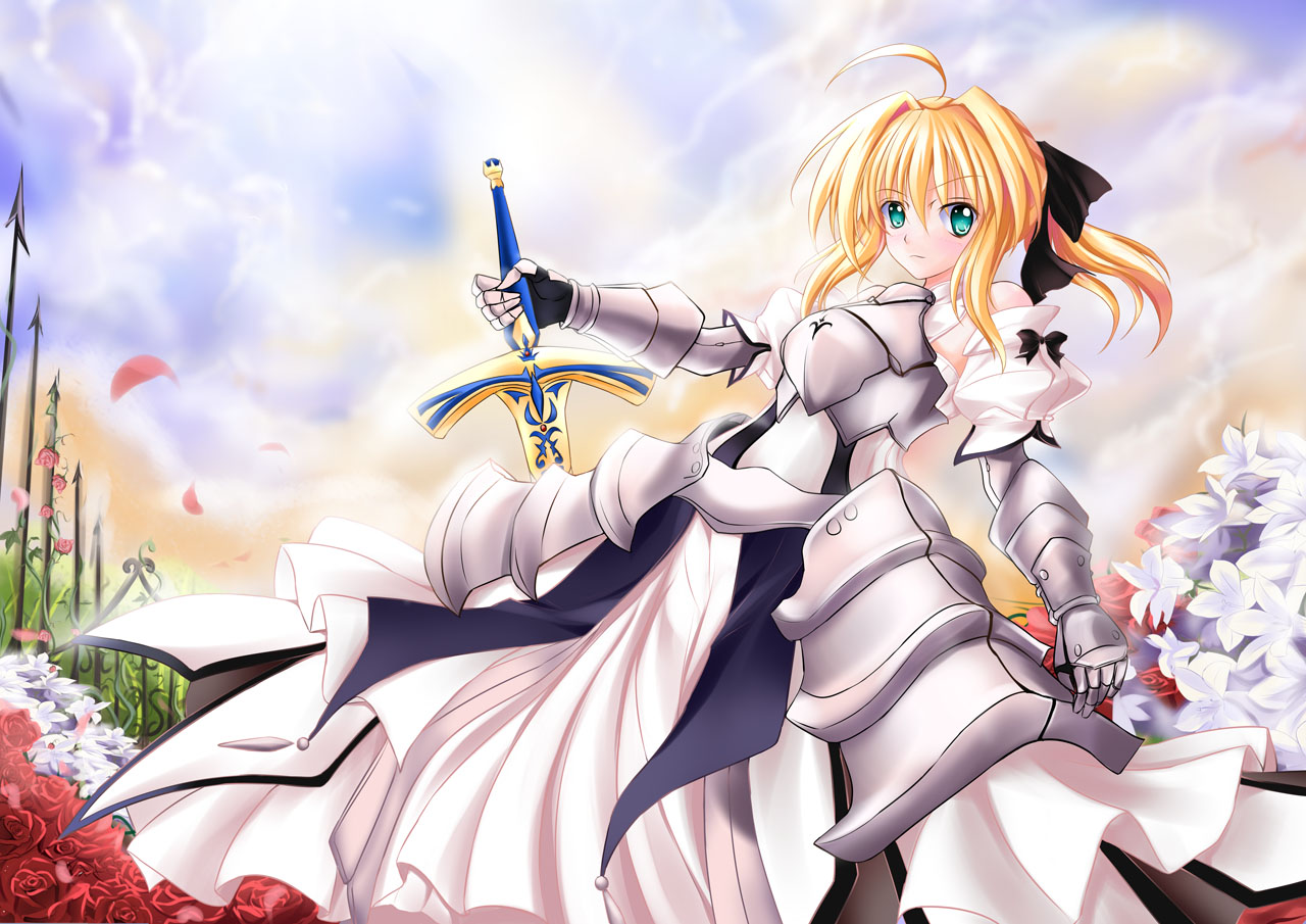 armor, artoria_pendragon_(all), fate_(series), fate/stay_night, fate/unlimited_codes, flowers, millelunar, petals