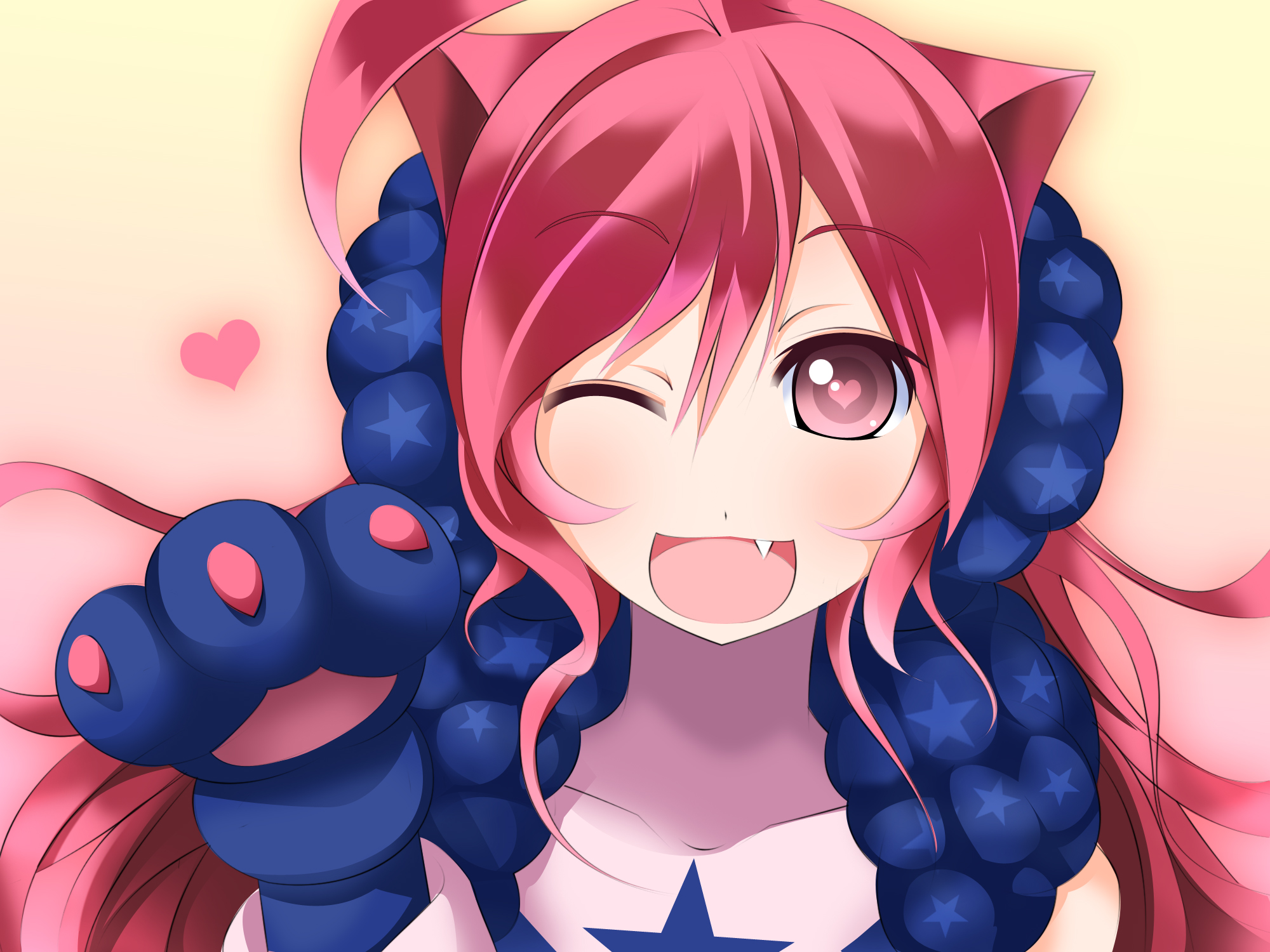 animal_ears, catgirl, close, fang, heart, miki_(vocaloid), vocaloid, wink, yakitori-oni