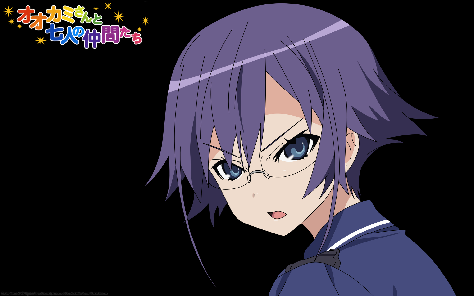 close, glasses, kiriki_alice, ookami-san_to_shichinin_no_nakama-tachi, transparent, vector