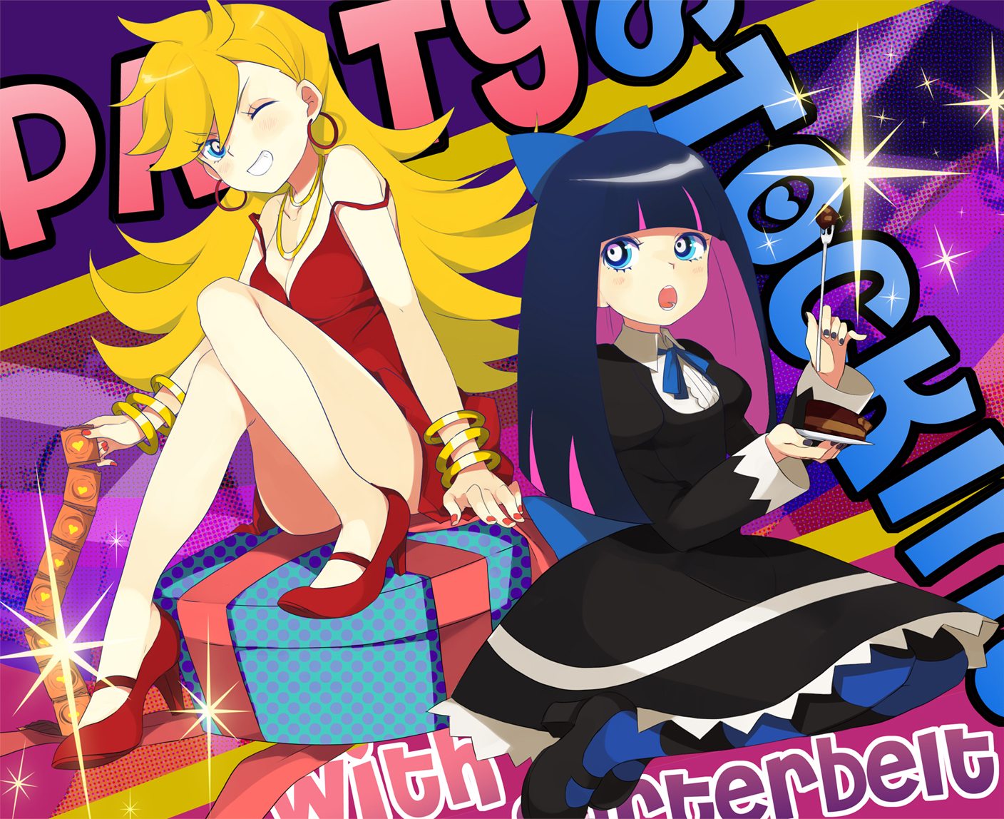 blonde_hair, kippu, panty_&_stocking_with_garterbelt, panty_(character), stocking_(character), wink