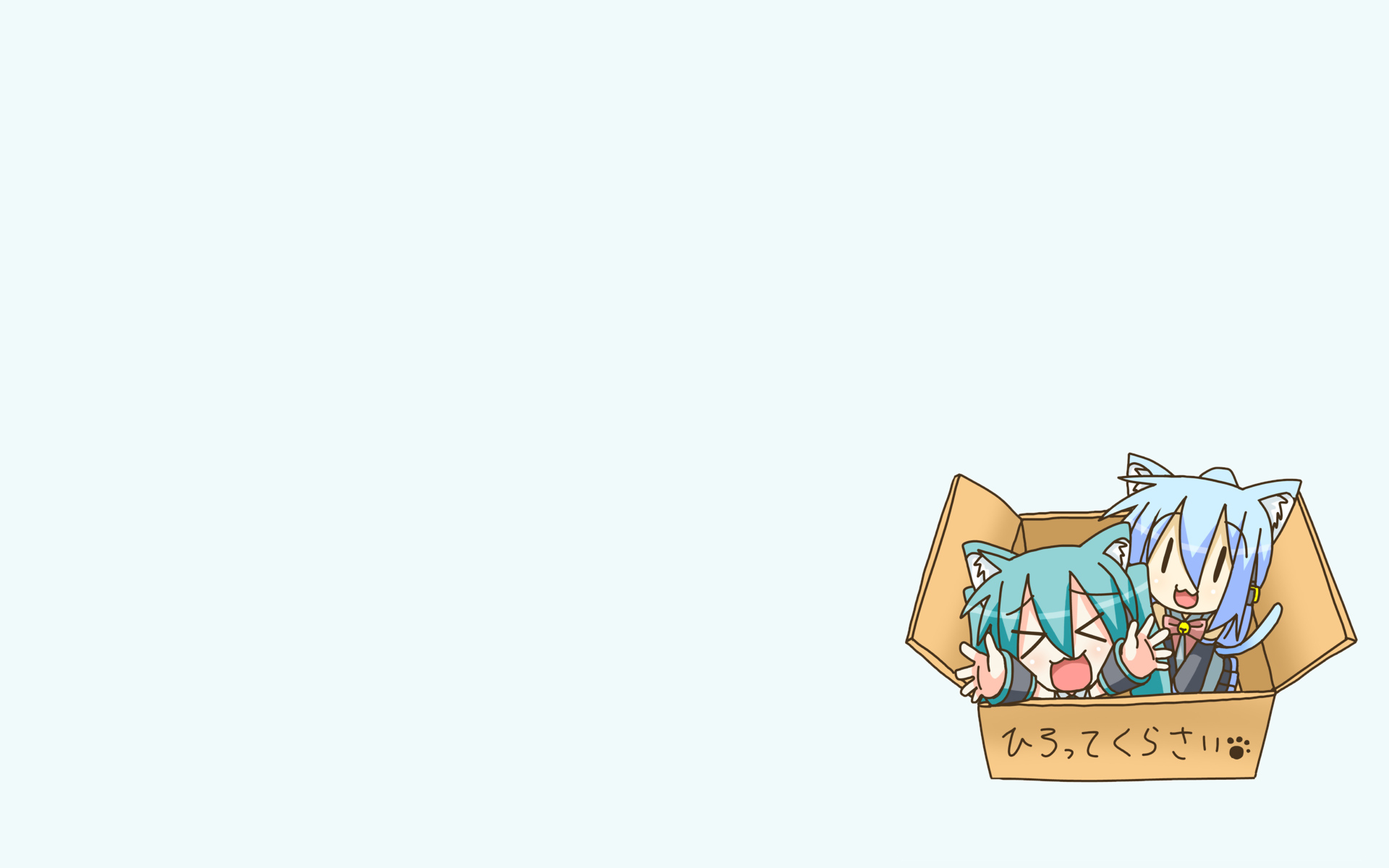 animal_ears, blue, chibi, chibi_miku, kiyone_suzu, minami_(artist), tail, vocaloid, white