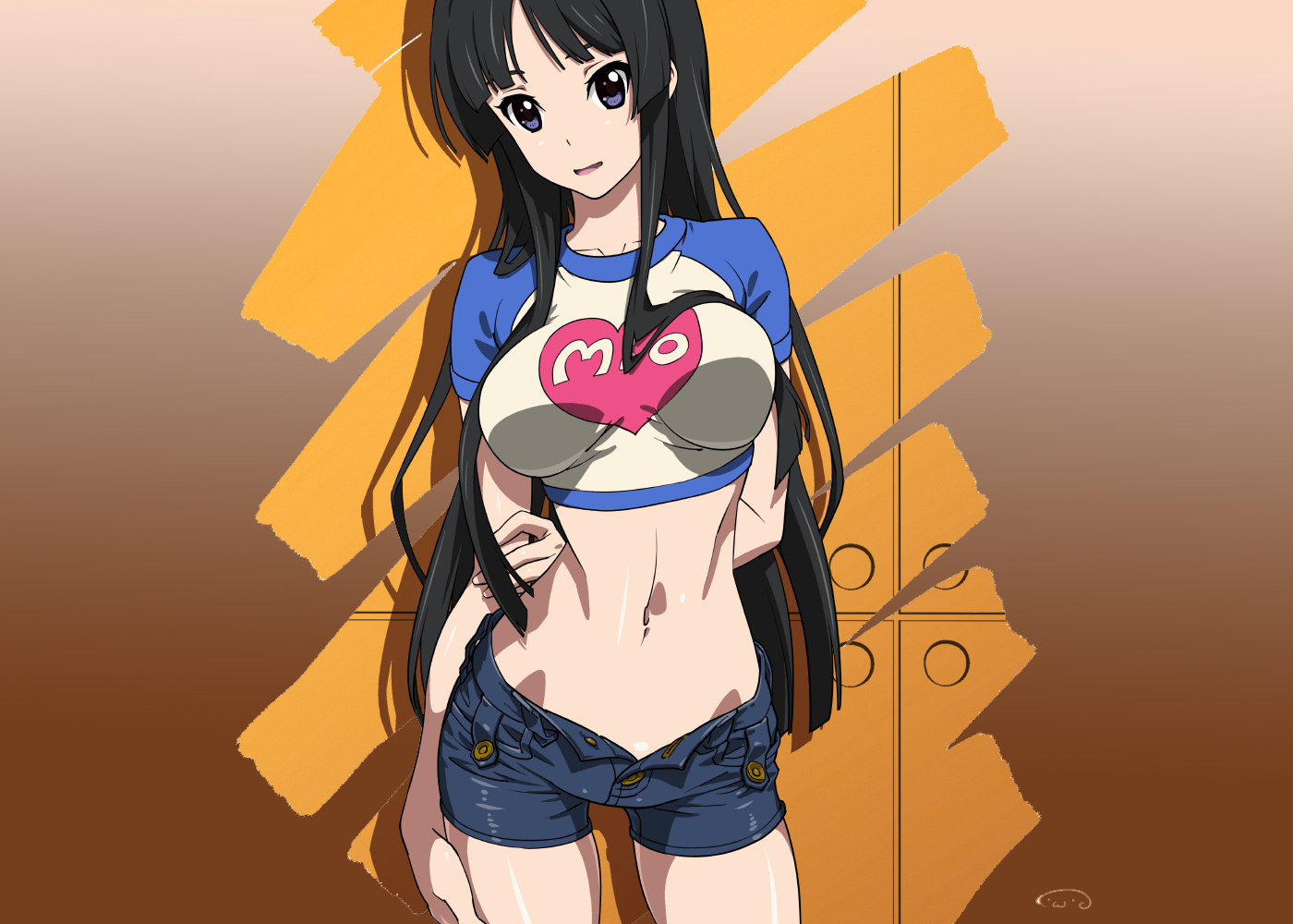 akiyama_mio, k-on!, long_hair, shorts, suna, thighhighs