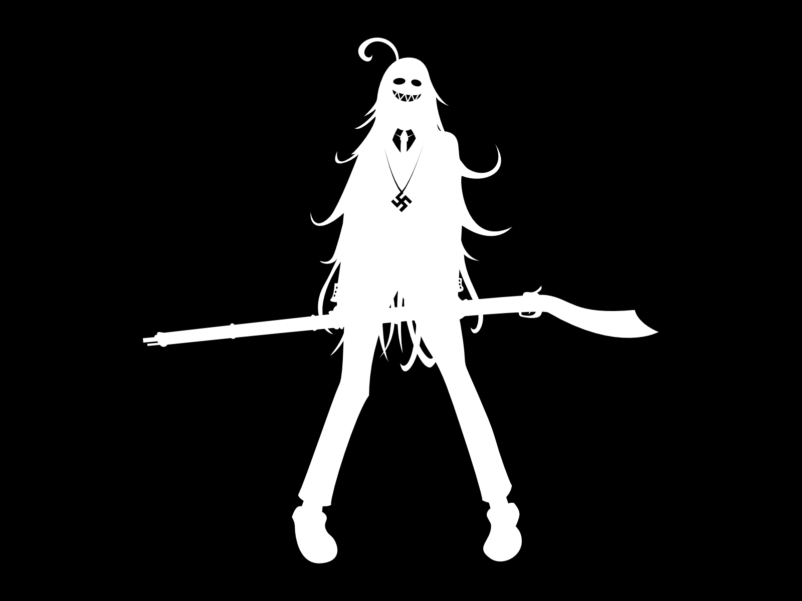 black, gun, hellsing, monochrome, rip_van_winkle, silhouette, weapon