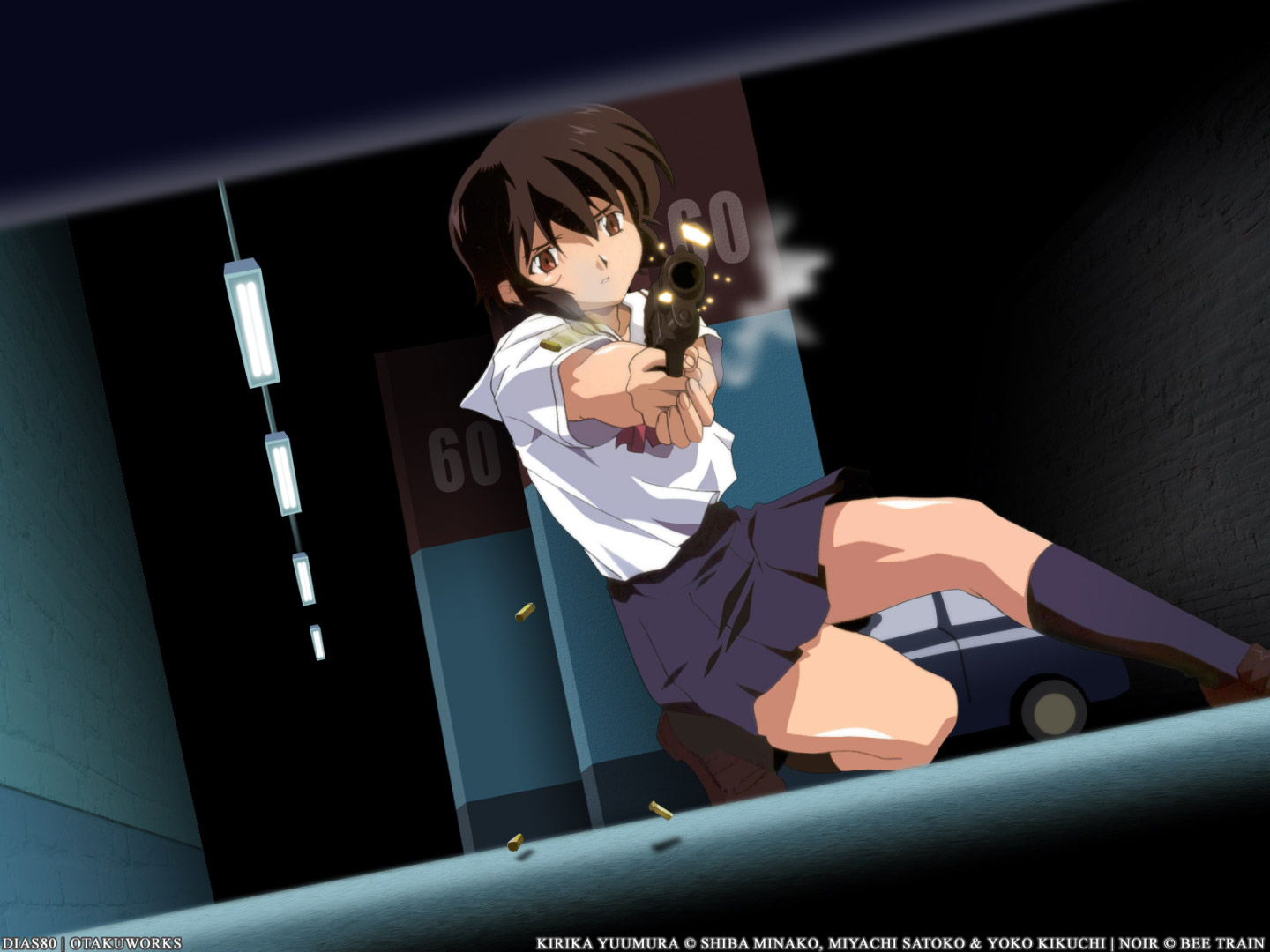 black_hair, gun, jpeg_artifacts, noir, short_hair, weapon, yuumura_kirika