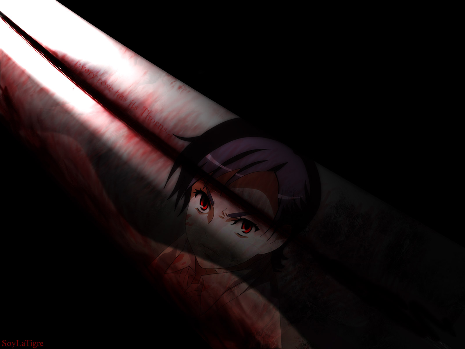 black, black_hair, blood_(anime), katana, otonashi_saya, red_eyes, sword, weapon