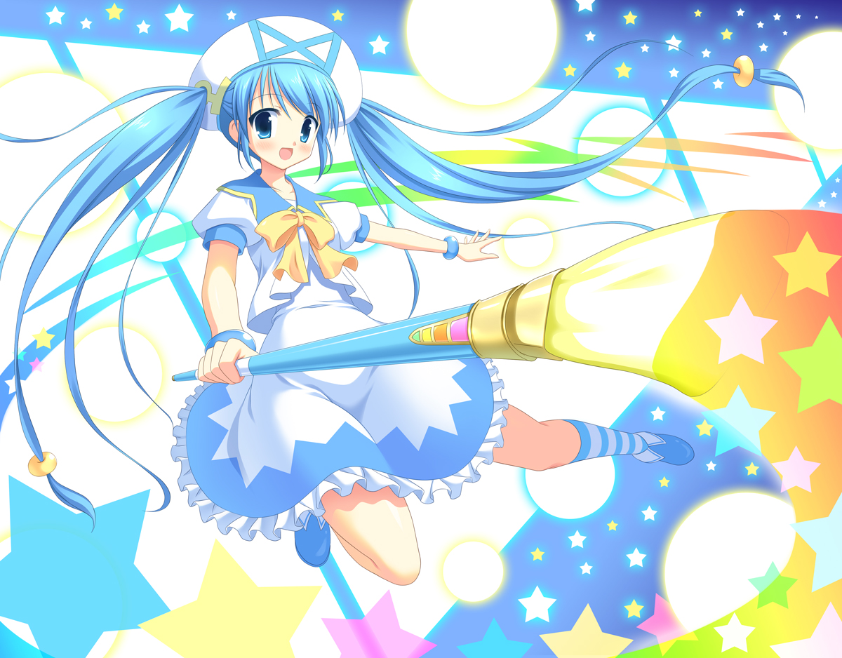 blue_hair, hat, hinata_keiichi, pixiv-tan, stars