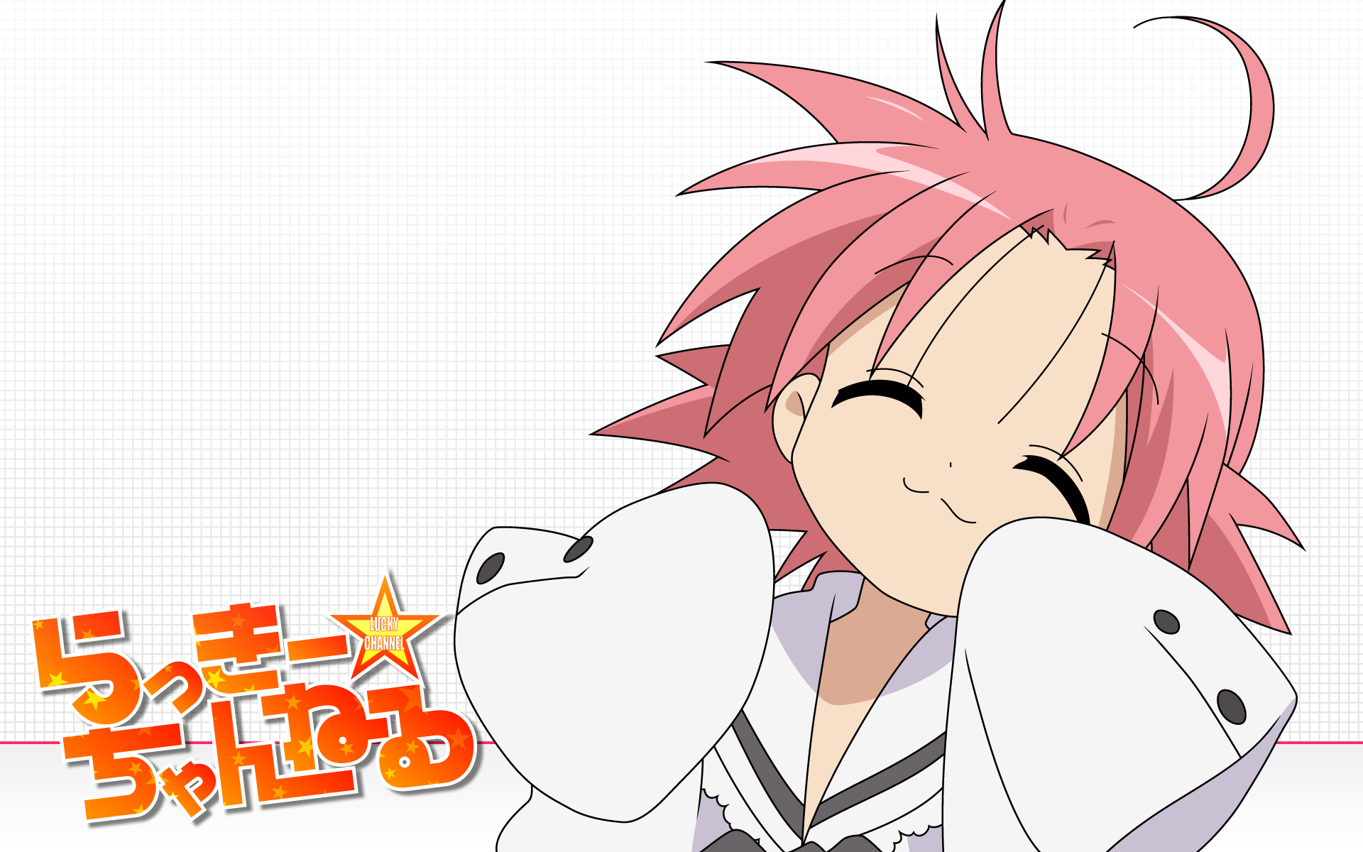 cat_smile, kogami_akira, lucky_channel, lucky_star, pink_hair, white