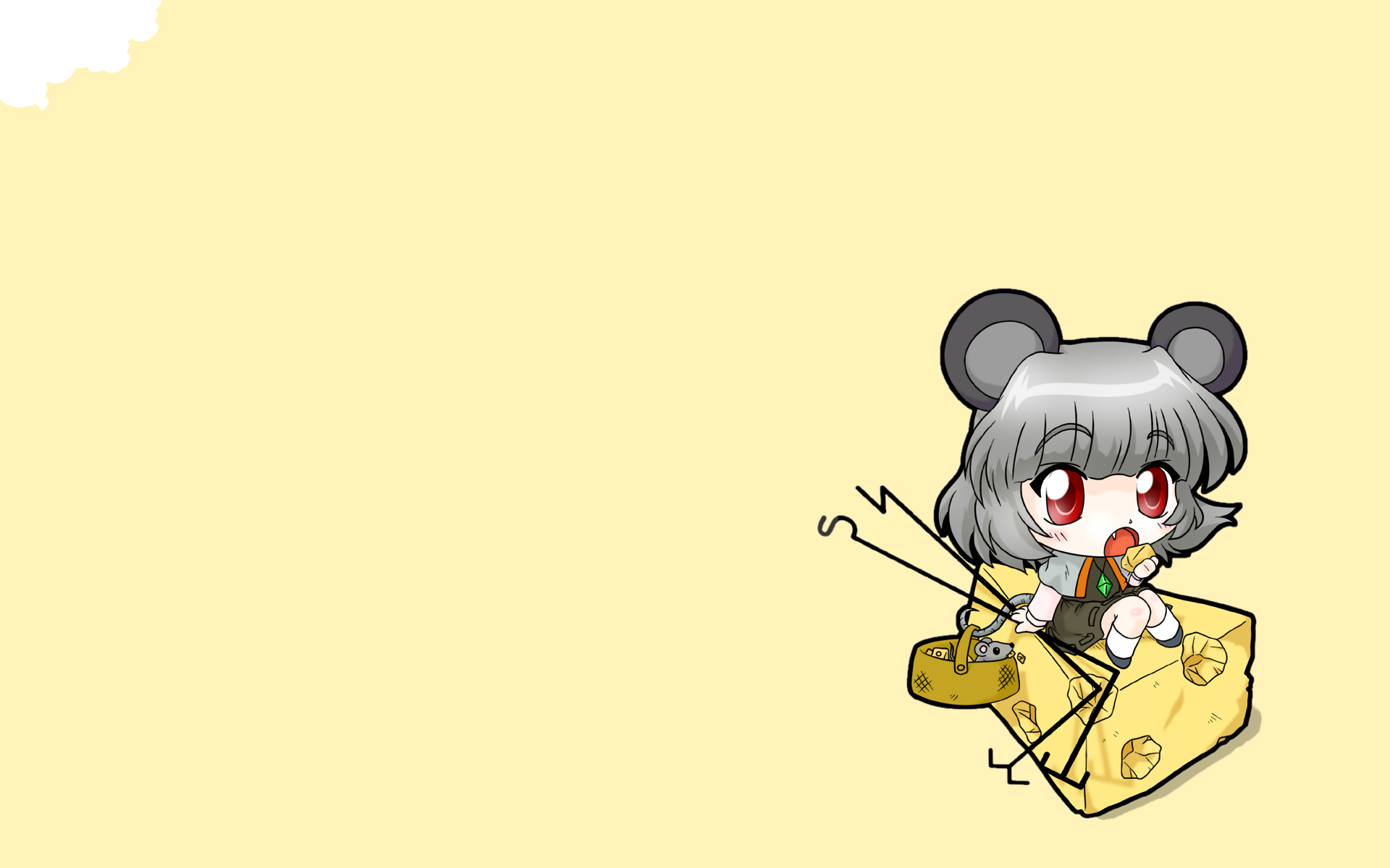 animal, animal_ears, chibi, fang, mouse, mousegirl, nagisuke, nazrin, red_eyes, tail, touhou