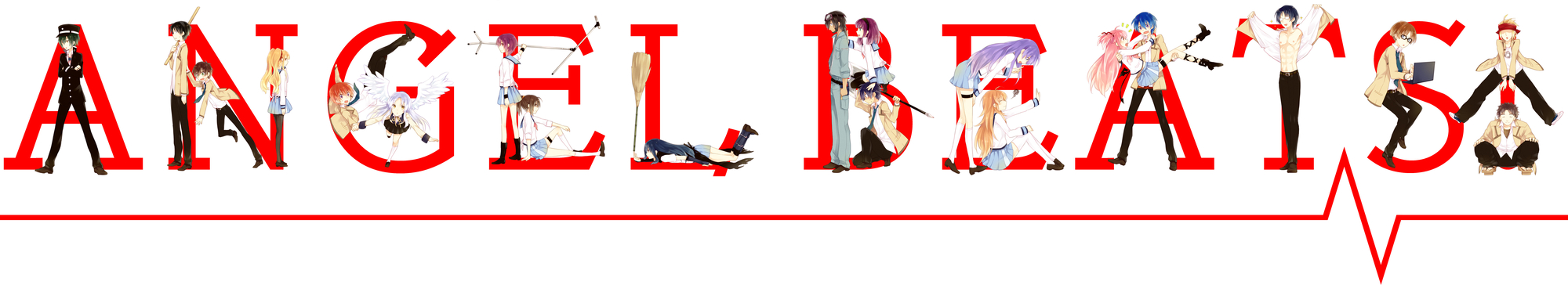angel_beats!, dualscreen, hinata_hideki, iwasawa_masami, matsushita, nakamura_yuri, naoi_ayato, ooyama, otonashi_yuzuru, school_uniform, sekine_shiori, shiina, tachibana_kanade, takamatsu, tayako, white, yui_(angel_beats!), yusa