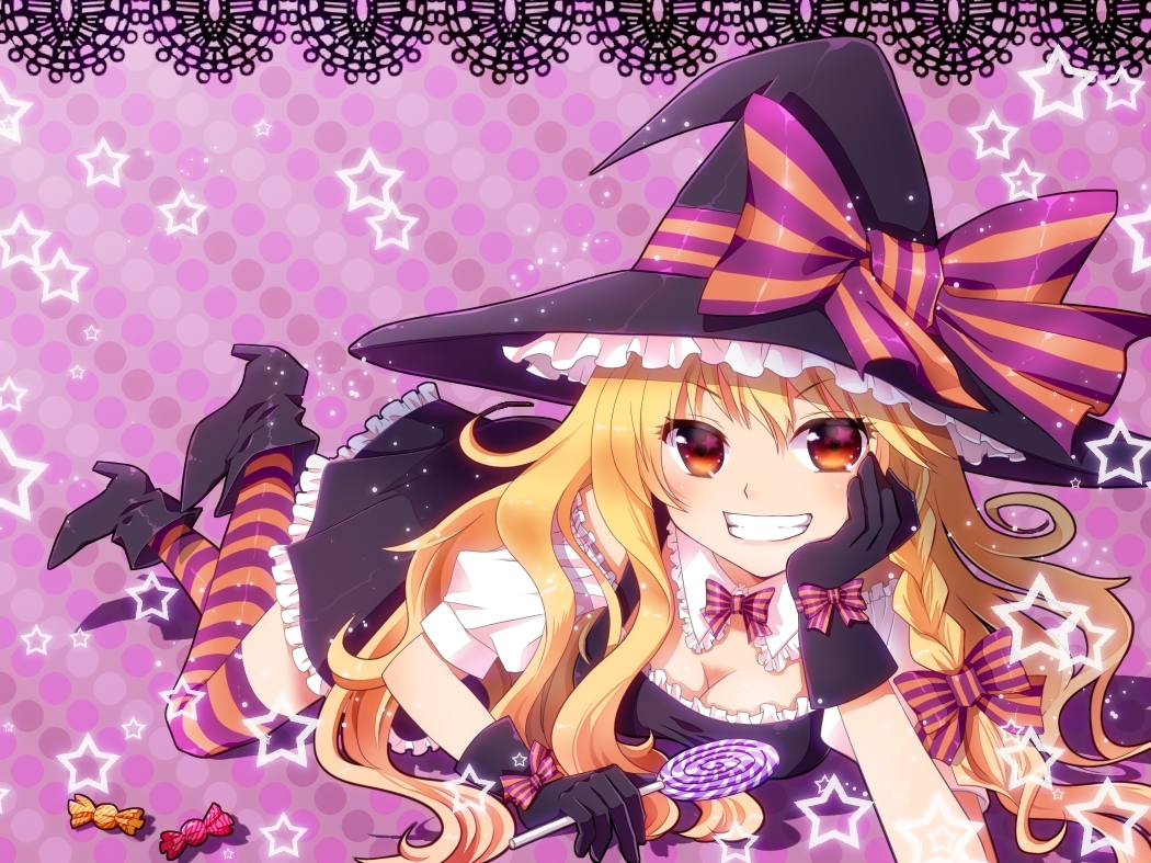 blonde_hair, halloween, hat, kirisame_marisa, nunucco, thighhighs, touhou, witch