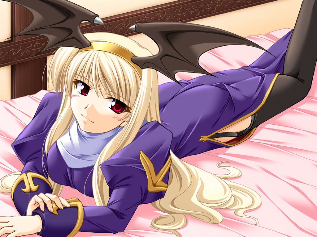animal_ears, bed, blonde_hair, long_hair, priestess, ragnarok_online, red_eyes
