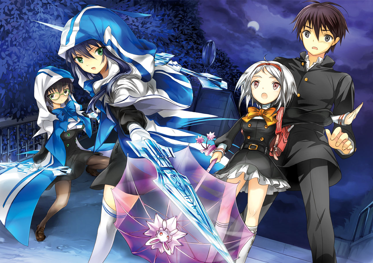 glasses, kan_satomi, school_uniform, sword, tagme, thighhighs, weapon