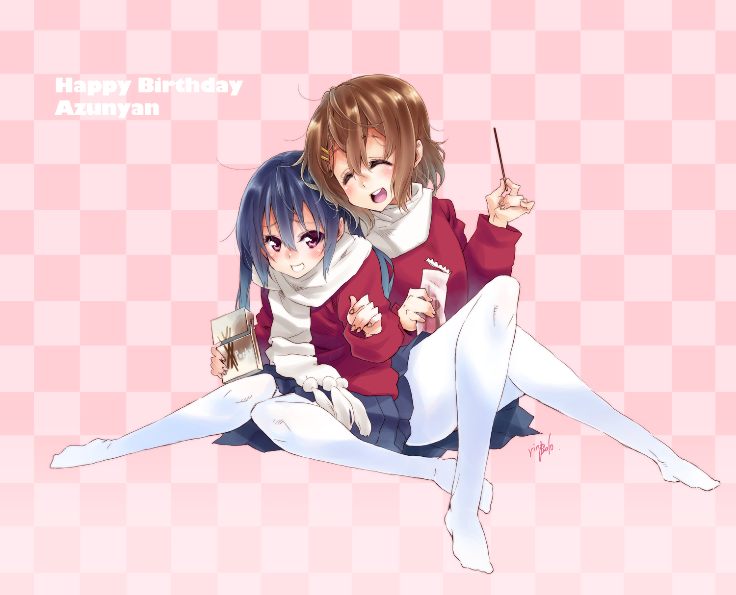 2girls, hirasawa_yui, k-on!, nakano_azusa, ringo78, scarf