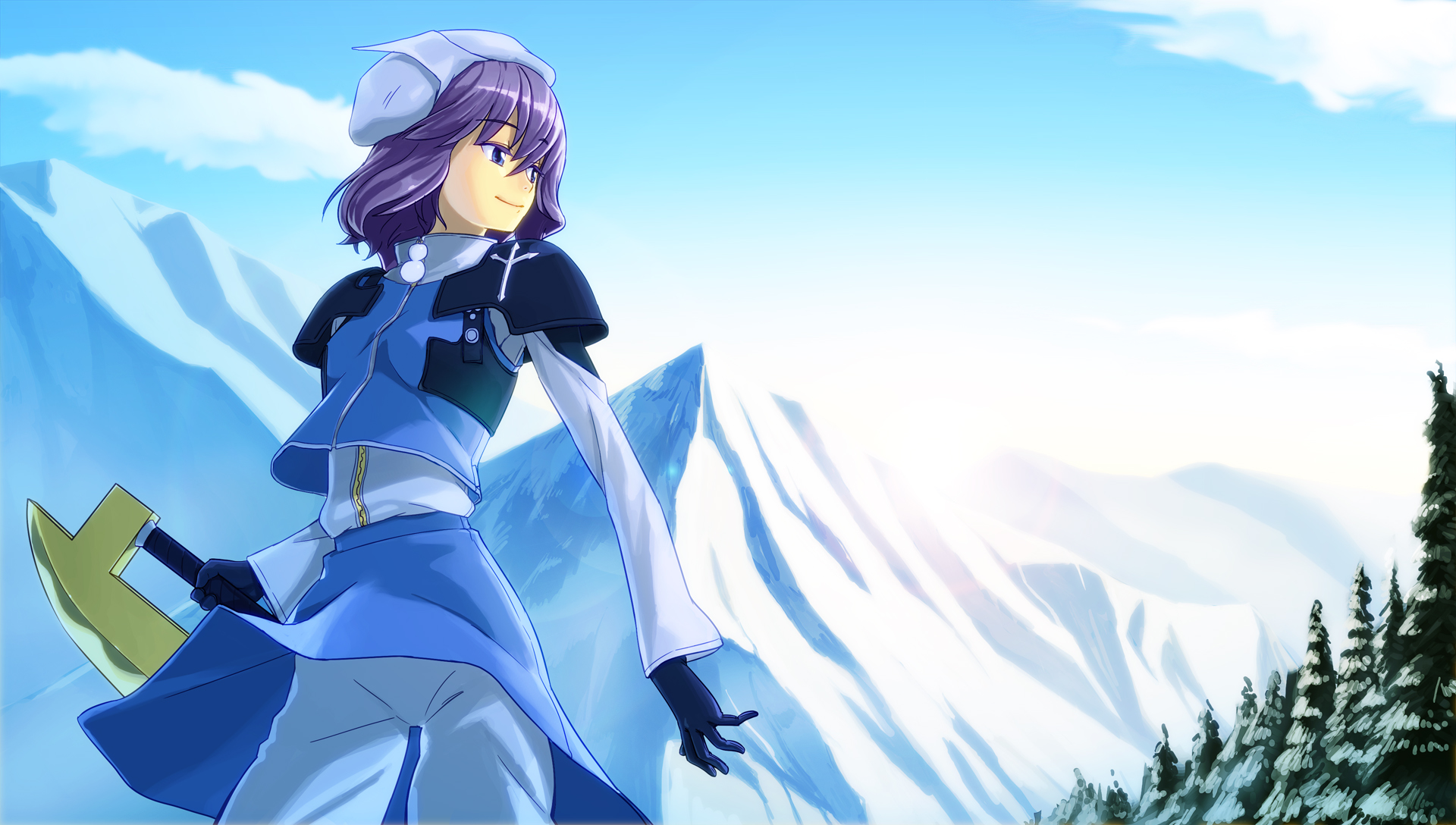 advent_cirno, letty_whiterock, shiba_itsuki, sky, sword, touhou, weapon, winter